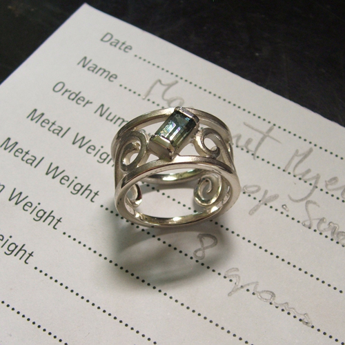 'The silver scroll ring Mother made herself with her own Inverell parti 