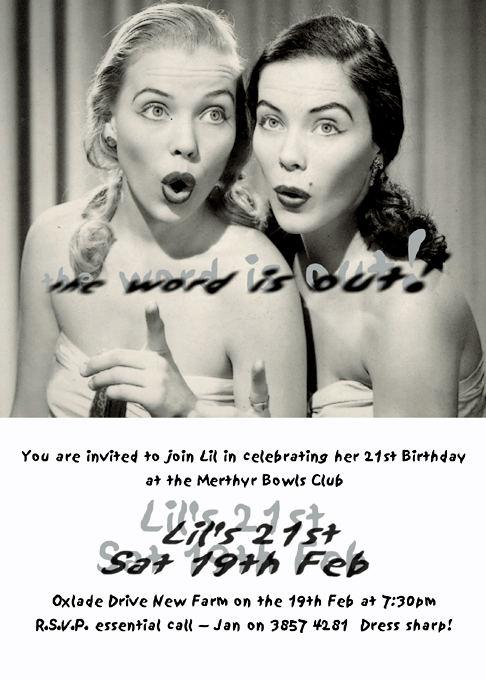 Elizabeth Enright's 21st Birthday Party – The Invite Saturday, Feb 12 2000